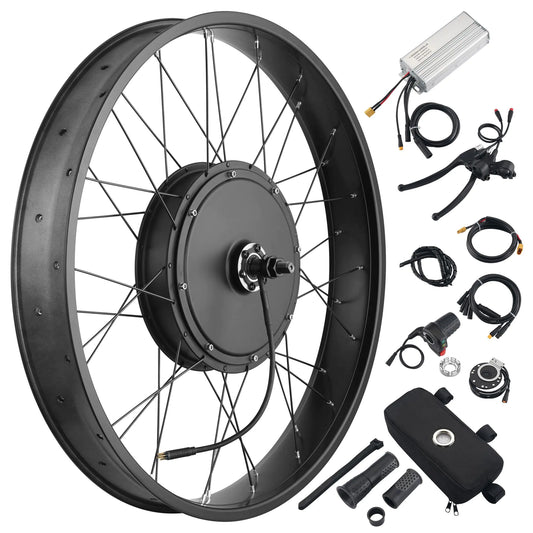 AW 26"x4" Fat Tire 48V Ebike Electric Front Wheel Bicycle Kit Electric Bike Conversion Kit 1000W Hub Motor Kit Dual Mode Controller