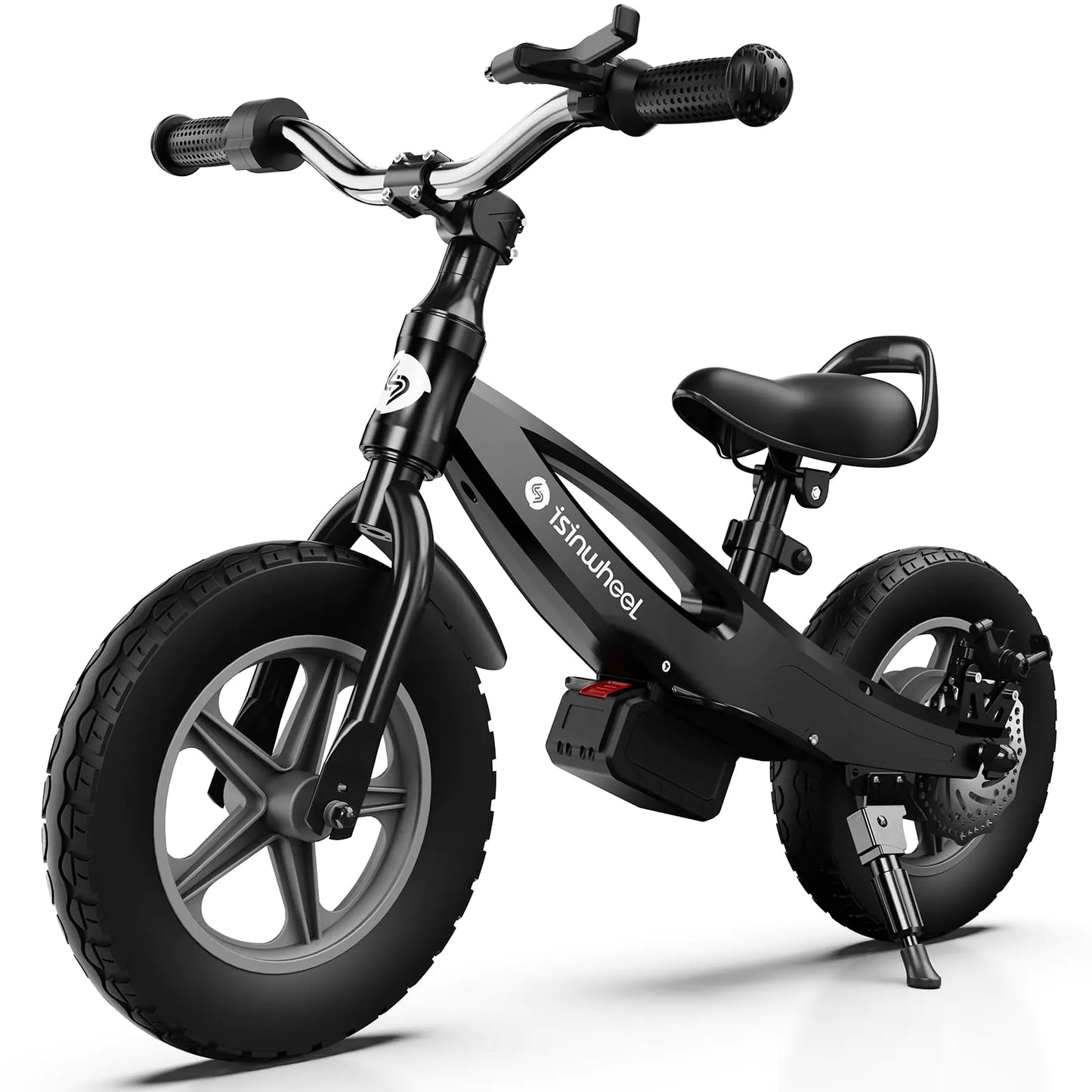 isinwheel SK12/SK14 Electric Bike for Kids Ages 3-6 150W/250W Electric Balance Bike with Swappable Battery 12/14 inch Inflatable Tire and Adjustable Seat Electric Motorcycle for Kids Boys & Girls