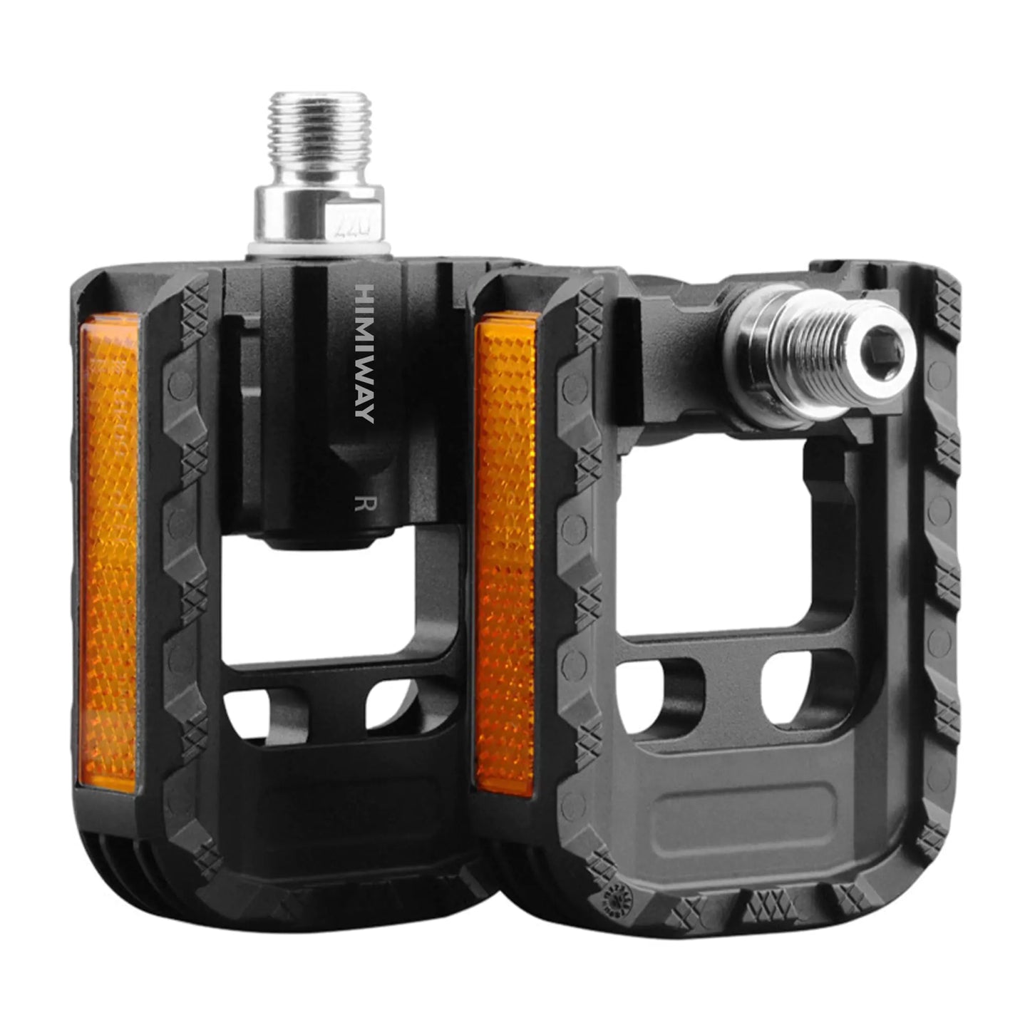 Himiway Folding Bike Pedals with Reflective Strips Aluminum Alloy Bicycle Foldable Pedals 9/16 inch Non-Slip Wide Platform Cycling Pedals for Folding Bike BMX Bike MTB Bike Road Bike