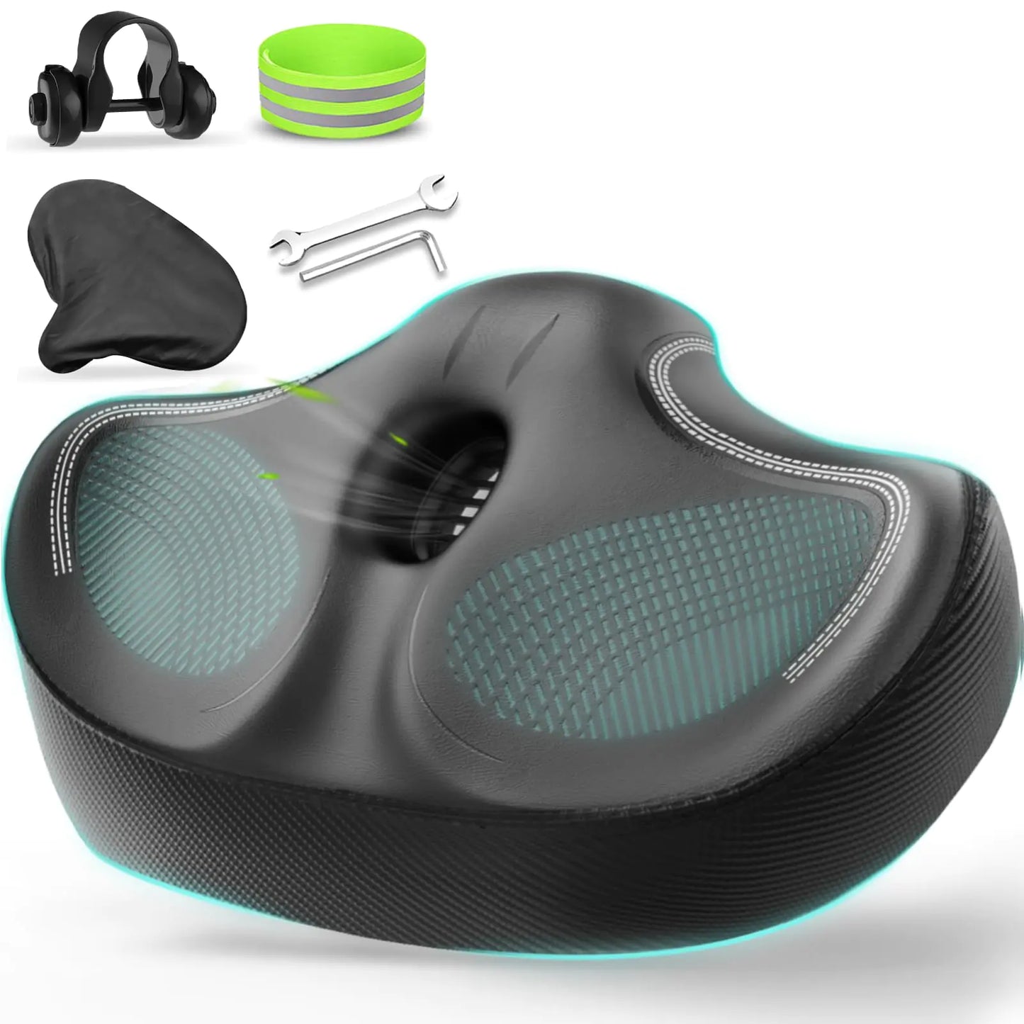 Oversizd Bike Seat Premium Stationary Comfortable Extra Large Bike Seat for Women & Men Waterproof Adults Wide Bicycle Seat for Peloton Spin Bike Exercise Bike Cruiser Bike